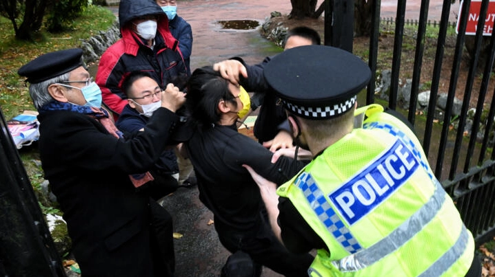 Demonstration at Chinese Embassy in Britain