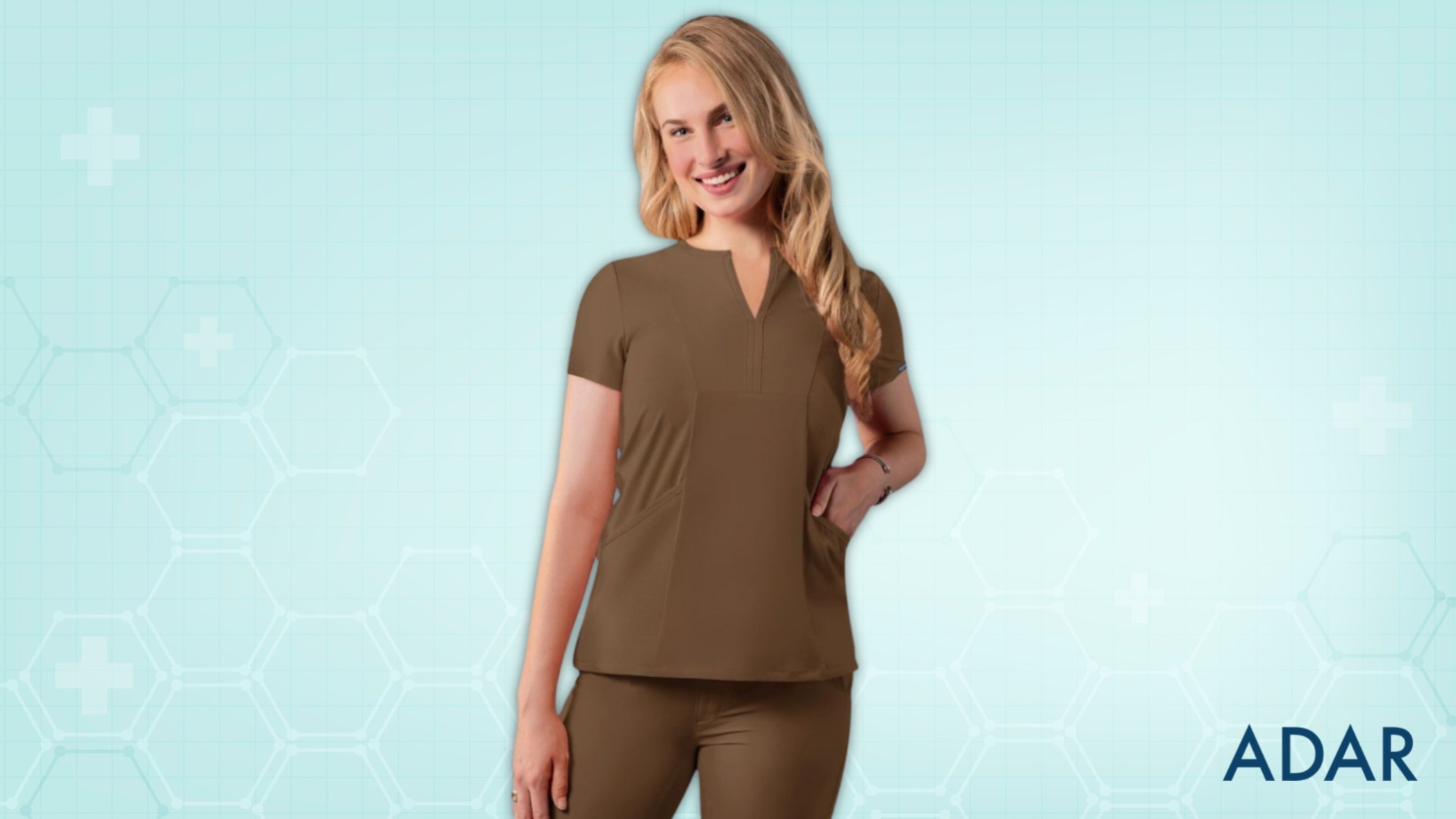 Women's Notched V-neck Top : Adar Uniforms