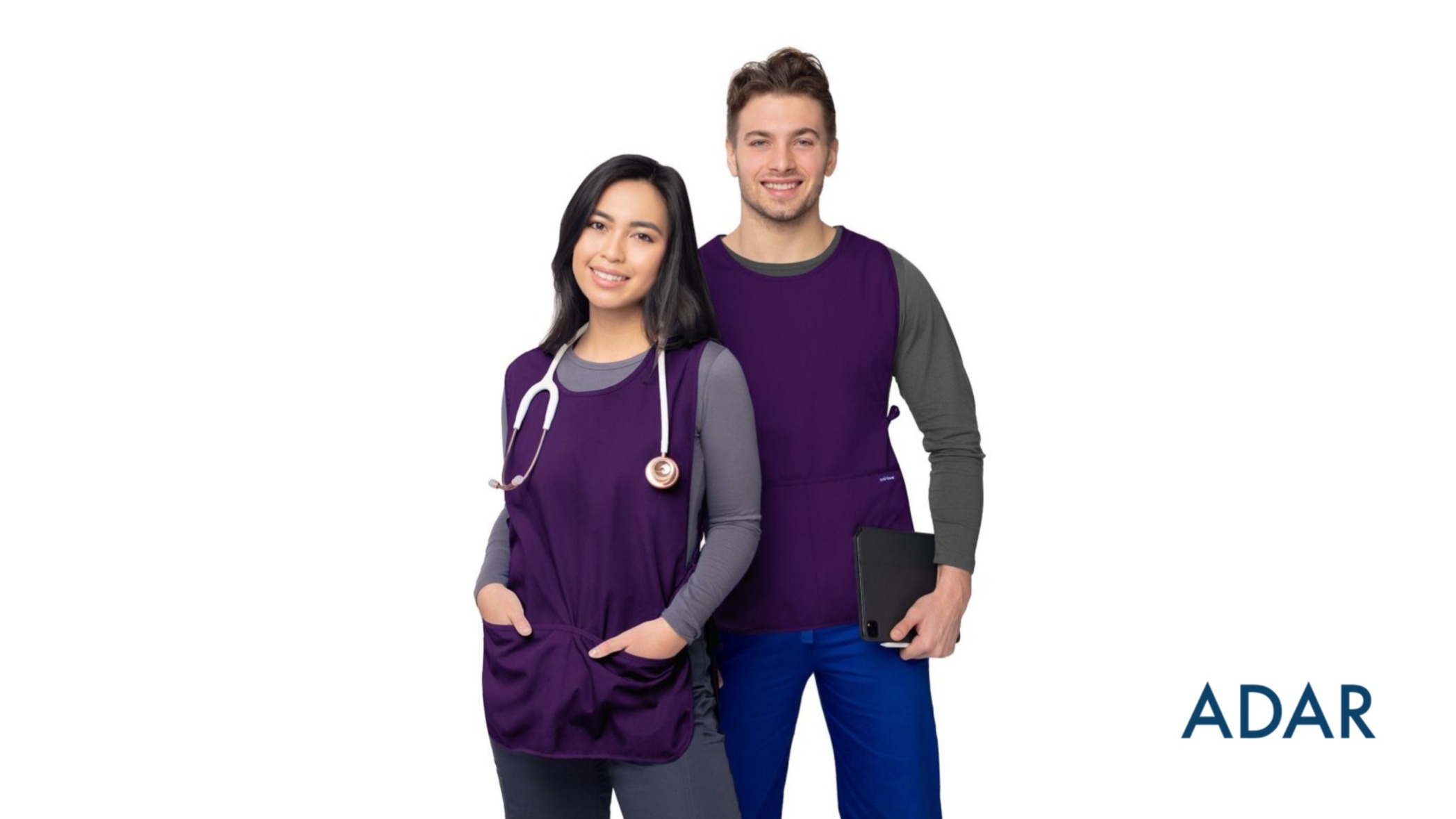 Unisex Purple Cobbler Apron for Comfort and Protection in Medical Teams: Adar Uniforms