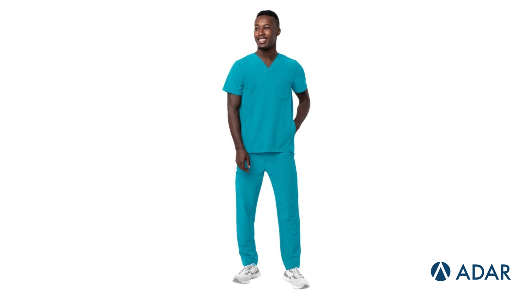 Medical Scrubs for Men in Teal Blue Cargo scrub Set by Adar Uniforms