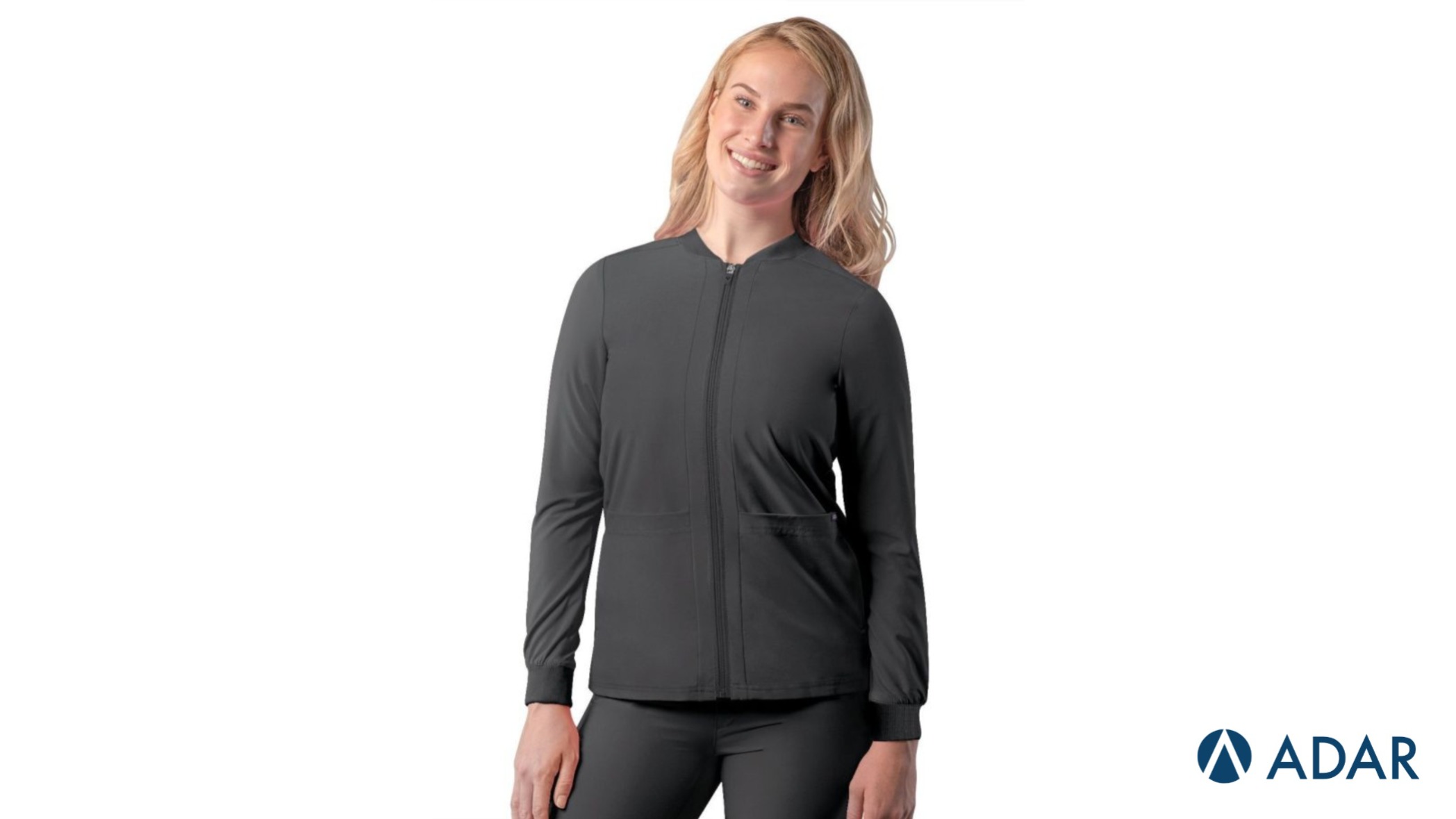 Pewter Scrubs for Womens Bomber Zipped Jacket : Adar uniforms